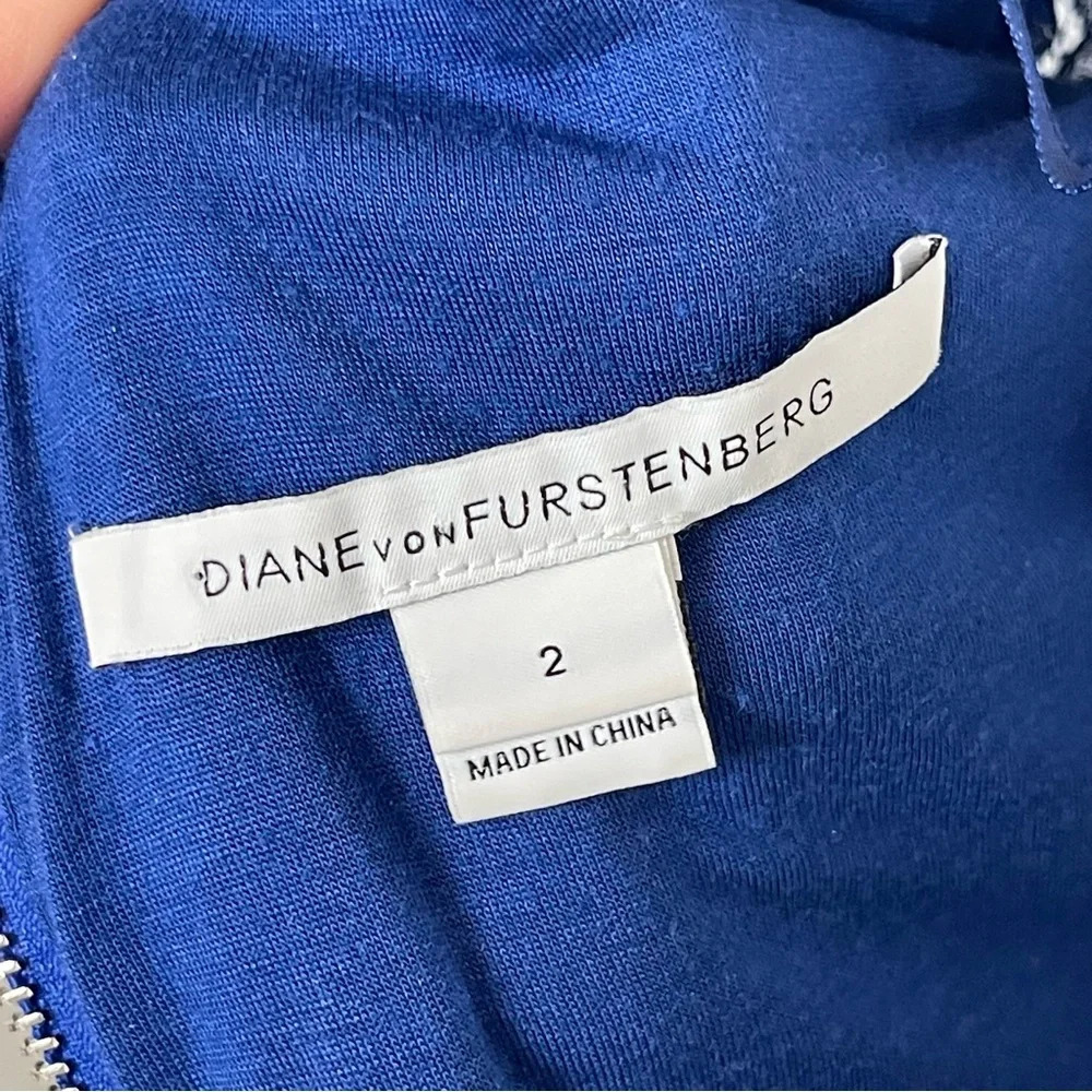 Diane Von Furstenberg DVF Zarita Lace Sheath Dress Cobalt Blue Size 2 - Picture 7 of 9